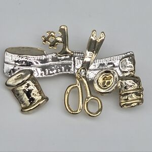 Vintage Gold and Silver Sewing Brooch